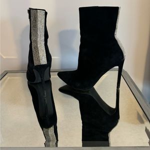 Steve Madden Wagu Black Suede and Rhinestone Bootie